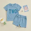 Ensembles de vêtements 2024-02-29 Lioraitiin Né Baby Boy Clothes Summer Set One Two Birthday Tengit T-shirt à manches courtes Short Waffle