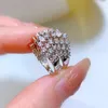 Cluster ringen pubang fijne sieraden solide 925 sterling zilveren edelsten