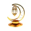 Porta a lume di candela battuto in ferro battuto Eid Mubarak Ramadan Decorazioni marocchine Moon Shape Candlestick Home Centrotavola Candlestand