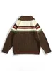 Men's Sweaters Autumn Winter Color-blocked Spliced Lapel Zipper Sweater Cardigan Men Women Trendy Retro Casual Loose Versatile Knitted