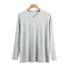 Abbigliamento da uomo Sleep Modal Piani Sleep Tops Up Button v Collar manica lunga biancheria di moda semplice bianche