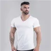 Herren T-Shirts Marke Summer Cotton T-Shirt Männer V-Ausschnitt Modedesign Slim Fit Soild Sports T-Shirts Männliche Tops T-Shirts Kurzarm T-Shirt für Männer 2445