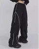 Pantalon de pantalon féminin à deux pièces Hip Hop Suit en deux pièces Femmes Black Short Track Jacket Papants Joggers Dance Tracksuit Femme Cropped