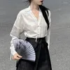Camicette da donna camicia da donna a manica lunga colore in stile cinese in stile v leader pulsante semplice top con gonna regole regole