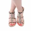 Sommer Frauen Peep Toe Böhmen Sandalen Frauen Diamant Flat Schuhe Lady Casual Beach Strass Shining Pantoffeln plus Größe 240328