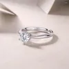 Cluster anneaux Real S925 Bonne de mariage en argent sterling 1 Moissanite avec certificat d'anniversaire d'anniversaire cadeau