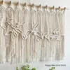 Tapestries vintage valance macrame bladeren muur hangen voor raam boho gordijn hoofdeinde decor - zonder staaf