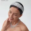 Bröllopshår smycken lyxig brudpärl pannband kvinnliga glamour kristall tiara bröllop blomma krona hår tillbehör diadema klänning smycken l46