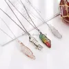 Column Pendants Necklaces Hexagonal Prism Tree of Life Natural Stone White Crystal Quartz Yoga Meditation Healing Point Pendulum Charm Jewelry Gift for Women Men