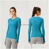 ヨガの衣装2022 New Lu-07 Long Sleeve Top Women Solid Quick Dry Breseable Shirt Sports Workout Gym TEES T女性屋外アスレチックDR DHBRG