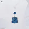 Dingle örhängen guaiguai smycken titan blue color quartz druzy silver spak tillbaka