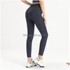 Yoga outfit 2022 Ny anpassning Lu-07 Lu Womens Leggings High midje Sport Hip Lift Elastic Fitness Wear Drop Delivery Outdoors Supplies DHZC1