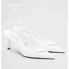 Dress Shoes Luxury Brands 2024 Designer Sandaal Hoge hakken Lage hak Zwart geborsteld Leather Slingback Pumps Zwart Wit Patent Leer 35-40 Modeschoenen 43656