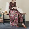 Casual jurken lente zomer zomerkleed print katoenen linnen vrouwen mode losse vakantie jurk raad elegante dames kleding