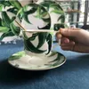 Mugs Tea Set Banana Leaf Coffee Cup Plate Bone China Ceramic