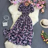 Yuoomuoo Femmes Habille Fashion Summer Sweet Floral Imprimé long Chic élastique CHORD ÉLASTIQUE SUNRCQUE CORÉAN POURCE BEACH VESTIDOS 240329