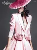 Women's Suits Ailigou 2024 Fashion Pink 3D Flower Short Suit Coat