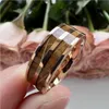 8mm Mens Womens Ring Tungsten Wedding Band Couples Fashion Jewelry Whisky Barrel Wood Inlay Polished Shiny Comfort Fit 240401