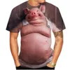 2023 NIEUW ZOMER Trendy T-shirt 3D Pig Digital Print Men's Circle
