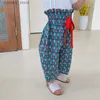 Trousers 2021 Summer New ChildrenS Retro Cartoon Anti-Mosquito Pants Cotton Ethnic Wind Nine-Point Pants Thin Section Baby Cool Pants L46