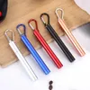 Drinking Straws Reusable Straw 304 Stainless Steel Metal With Cleaning Brush Collapsible Portable Set For Travel