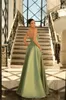 Party Dresses Satin A-line High Slit Prom Gown Strapless Sleeveless Pleat Backless Evening For Women Solid Color Banquet Dress