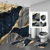 Shower Curtains Green Gold Marble Curtain Set Bath Mat Carpet Luxurious Abstract Decorative Bathroom