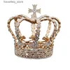 Bröllopshår smycken manlig Cross Crown Baroque Bridal Crown Royal Queen King Tiara Birtay Party Performance Head Accessories Diadem smycken 230614 L240402