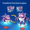 Figure giocattolo d'azione Super Wings 6 Crystal Deluxe Supercharged trasformazione con skissounds Lights Deformation Robot Action Figure Plane Toys L240402