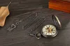 Pocket Watches Retro Antique Steampunk Vintage Roman Numerals Mechanical Pocket Automatic Winding Necklace Pendant Clock Chain Men Women L240402