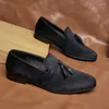 Casual Shoes Retro Dress Men Loafers Luxury Suede Leather Business For Male Autumn Fashion Tassel Flat Big Size 46