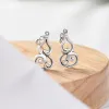 Rings V.YA Vintage Old Fashioned Stud Earrings 925 Sterling Silver Auspicious Cloud Pattern Hollow Earrings Wedding Jewelry Gift