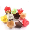 Backformen 50pcs DIY Muffins Papierkuchen Dekorieren Werkzeuge Cupcake Liner Wrapper Tulpbrotformzubehör C2669