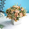 Decoratieve bloemen herfst kunstmatige zijden pioenroos roze hydrangea boeket home decoraties feest bruid bruid nep planten