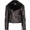 Women's Leather YOLOAgain 2024 Genuine Lamb Fur Black Shearling Jacket Women