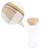 Storage Bottles 2 Pcs Sealed Jar Glass Canisters Wooden Cover Snack Containers Candy Pot Food