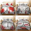 Conjuntos de cama Eiffel Tower Conjunto 2/3pcs Passagem de tampa de edredom