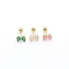 Nouveau style de mode Femme Zircon Bow Elecbone Studs Copled Plated 18K True Ored Boucles d'oreilles Twisted NYZ5