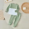 Suefunskry Toddler Boys 2PCS Outfits Long Sleeve Contrast Color Pullover Tops and Drawstring Pants Sets 0-3Years 240323