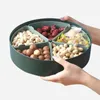 Food Storage Tray Dried Fruit Snack Plate With Compartment Lid Living Room Desktop Food Serving Tray Wedding Gift Home Organizer