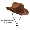 Berets Cowboy Hat With Chin Strap Wide Brim Jazz Women Men Versatile Sunhat For Po Props Themed Party Holiday Fishing Beach