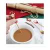 Cuillères de dessin animé arbre de Noël et cuillère à fourche en forme de wapiti en acier inoxydable adapté à la consommation de boissons alimentaires