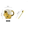 Tasses 1pc créative stéréo chien café tasse de dessin animé thé animal gold plaquette argent céramique tasse couple cadeau avoine à la maison décoration intérieure