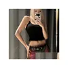 Kvinntankar Camis Womens Summer Crop Topps Women Y2k Fashion Black Cami Top For White Cute Y Sticked Transparent Camisole Pink Drop Dh2sl