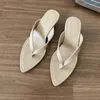 Slippers Bailamos Female Women Wedges Flip Flops Pointed Toe High Heels Fashion Ladies Beach Sandals Slides Footwear