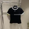 Spring Summer T Shirt Women Short Sleeve Breathable Tees Designer Embroidered T Shirts Contrast Color Tee