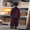 Giyim setleri moda 2pcs seti bahar sonbahar erkekler gündelik takım elbise kadife gömlek gevşek pantolon çocuk çocuklar bebek yürümeye başlayan çocuk parti beyefendi cl