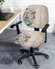 Stoelbedekkingen retro bloem hout korrel elastisch fauteuil computer deksel stretch verwijderbare kantoor slipcover splitstoel