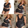 Moda de banho feminina Plus Size Polka Dot Ruffles Biquíni Mulheres Swimsuit Y XL-XXXXL Drop Deliver