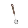 Ensembles de vaisselle en acier inoxydable Couvrotables portables pour enfants en deux pièces Étudiant Étudiant mignon Animal Bear Spoon Fork Copsticks Three